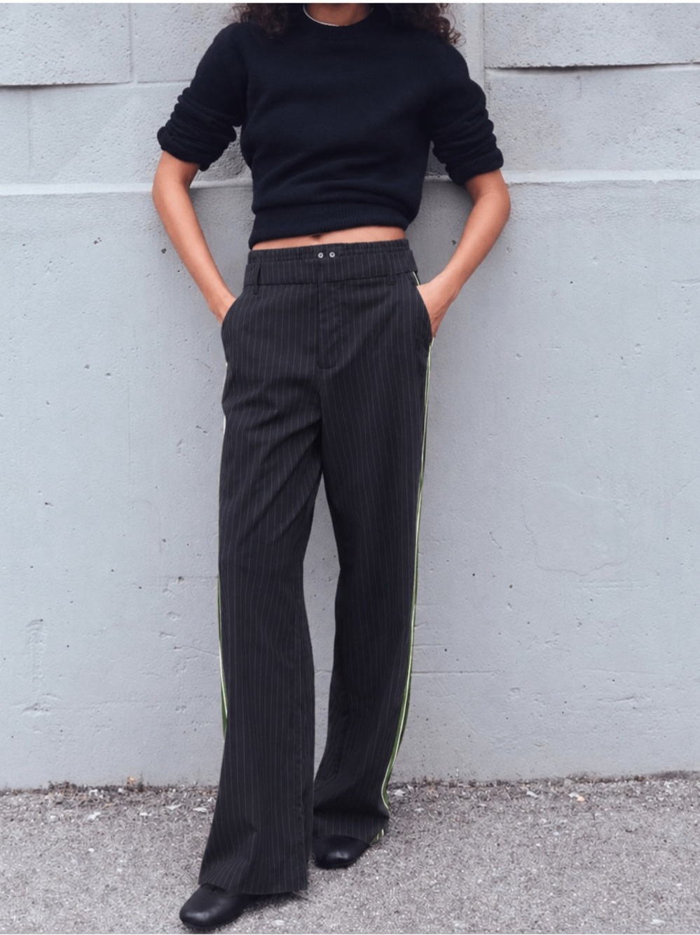 Zara Pinstripe Boxer Wide Leg Pants Size Medium